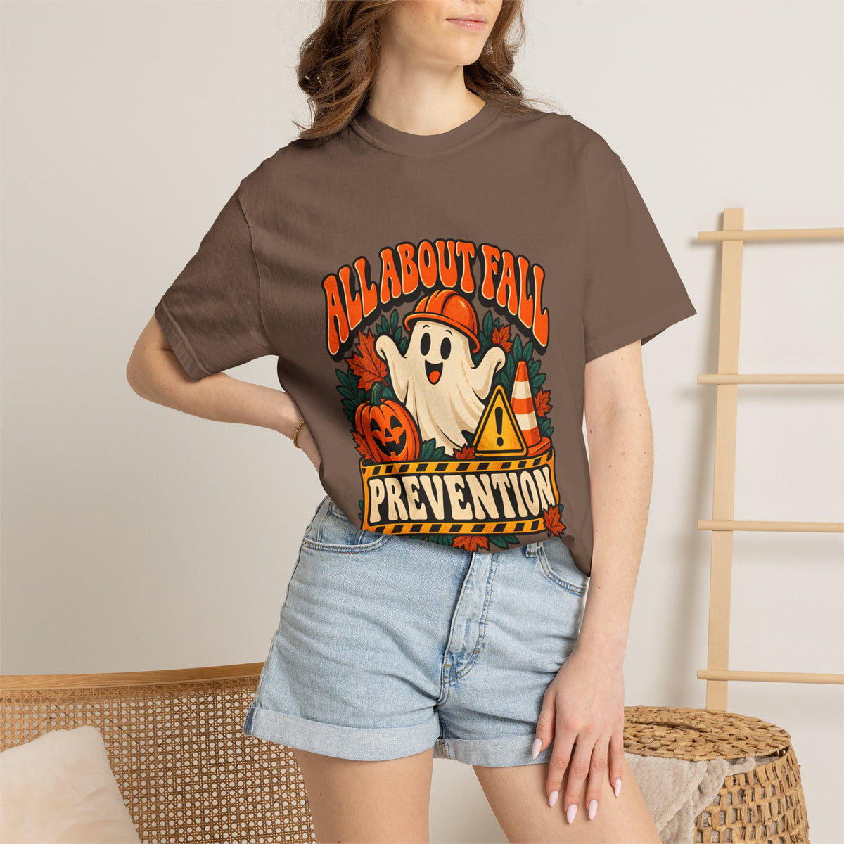 Comfort Colors® All About Fall Prevention T-Shirt, Funny Physical Therapist Gift, Halloween Occupational Therapy Graphic Tee