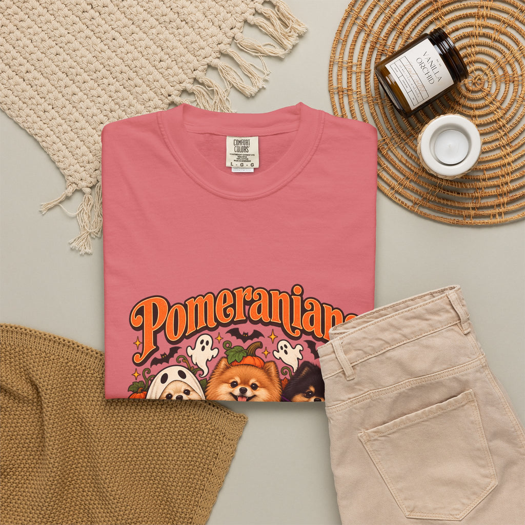 Comfort Colors® Pomeranians Because People Are Creepy Shirt, Funny Pomeranian Lover Gift, Halloween Dog Mom Graphic Tee, Spooky Pom Dog Gift