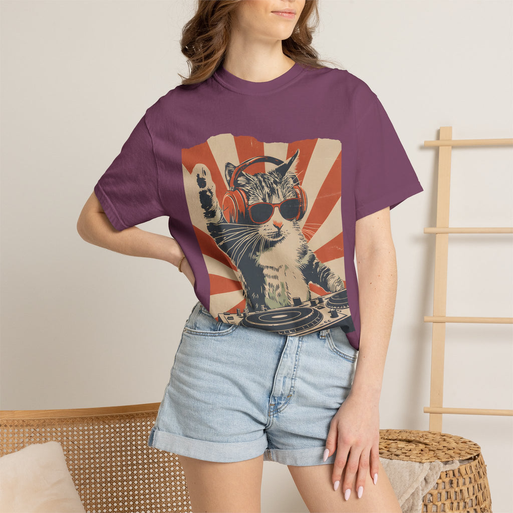 Comfort Colors® Cool DJ Cat Tshirt, Funny Cat With Headphones Shirt, Stylish Cat Lovers Gift, DJ Cat Kitty shirt, Trendy Cat Graphic Shirt