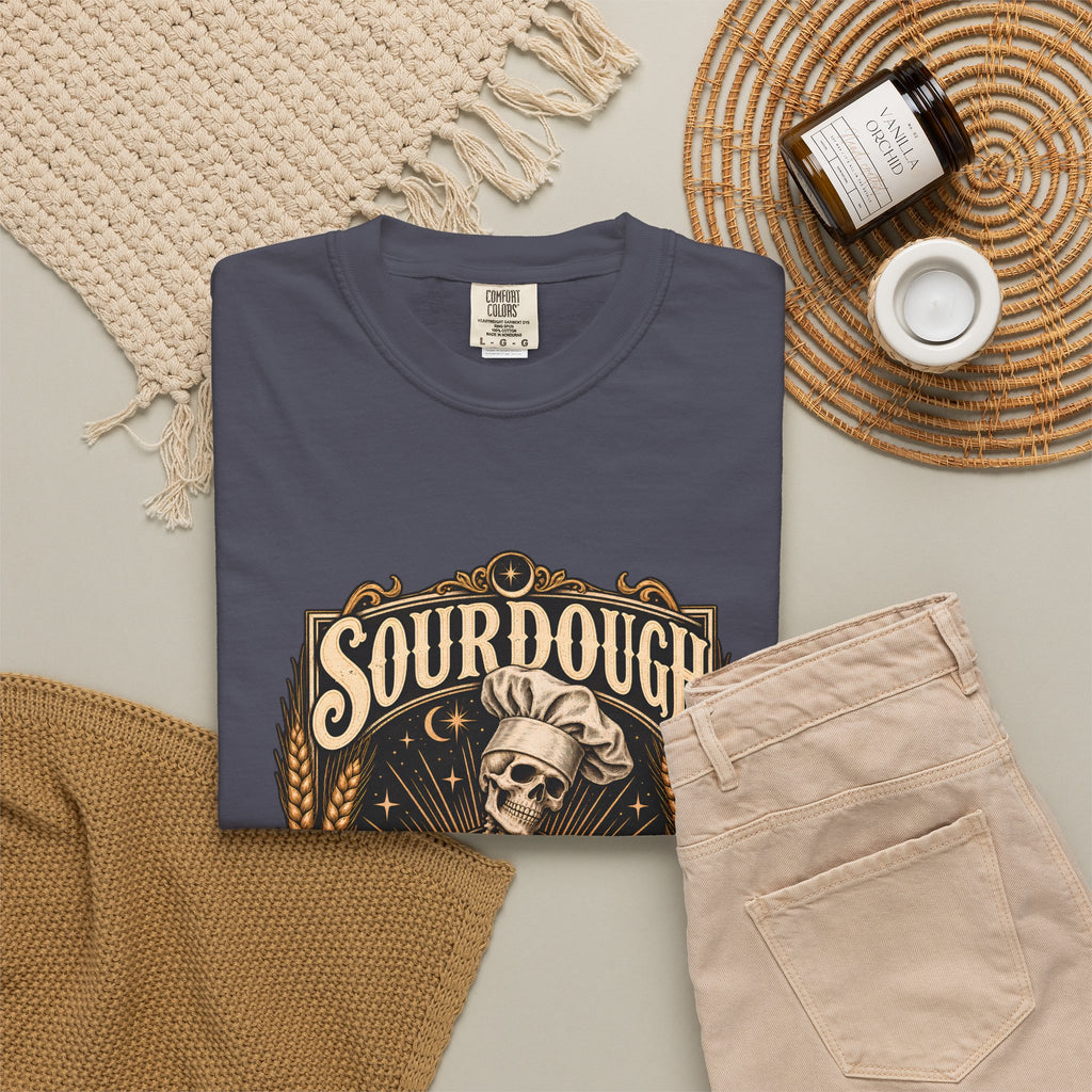 Camiseta Comfort Colors® Sourdough Because Regular Bread Is Stupid, regalo divertido para panadero de masa madre, amante del pan con esqueleto, camisa con humor sobre hornear