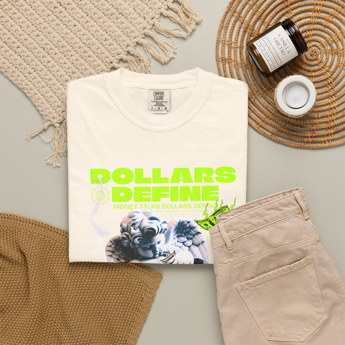 Camiseta de ángel Comfort Colors® Dollars Define Money, camiseta de cultura del esfuerzo, diseño de ropa urbana, regalo motivacional, arte de moda urbana