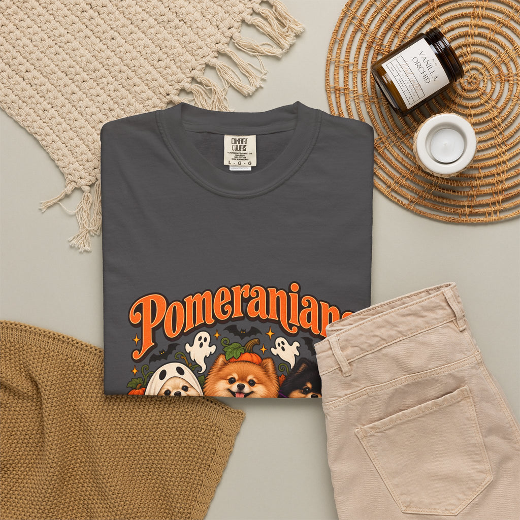 Comfort Colors® Pomeranians Because People Are Creepy Shirt, Funny Pomeranian Lover Gift, Halloween Dog Mom Graphic Tee, Spooky Pom Dog Gift