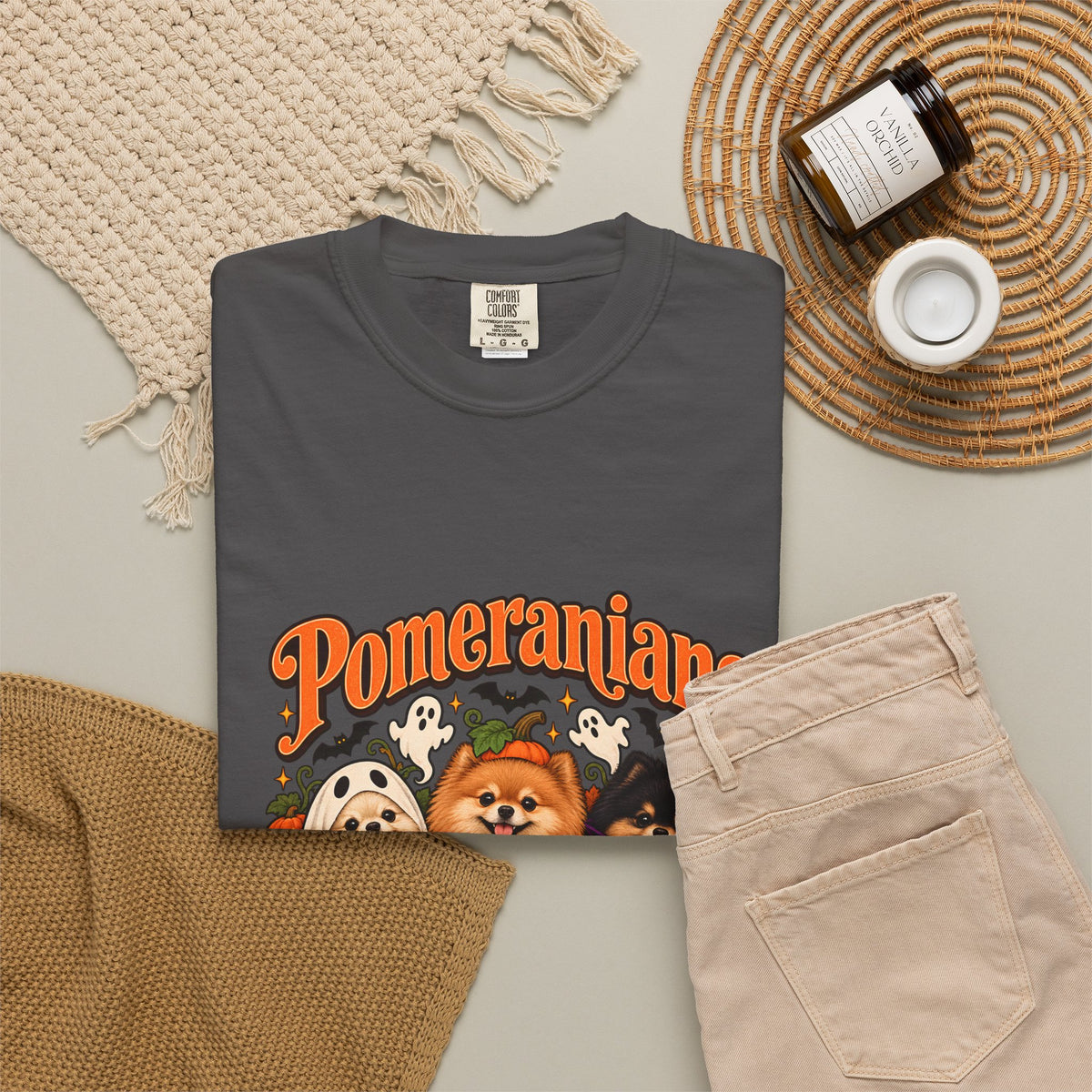 Comfort Colors® Pomeranians Because People Are Creepy Shirt, Funny Pomeranian Lover Gift, Halloween Dog Mom Graphic Tee, Spooky Pom Dog Gift