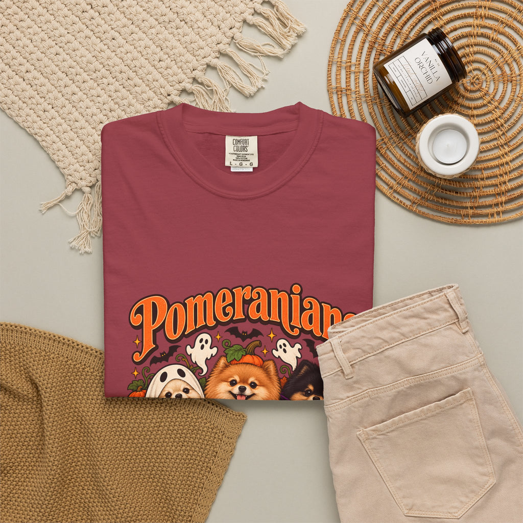 Comfort Colors® Pomeranians Because People Are Creepy Shirt, Funny Pomeranian Lover Gift, Halloween Dog Mom Graphic Tee, Spooky Pom Dog Gift