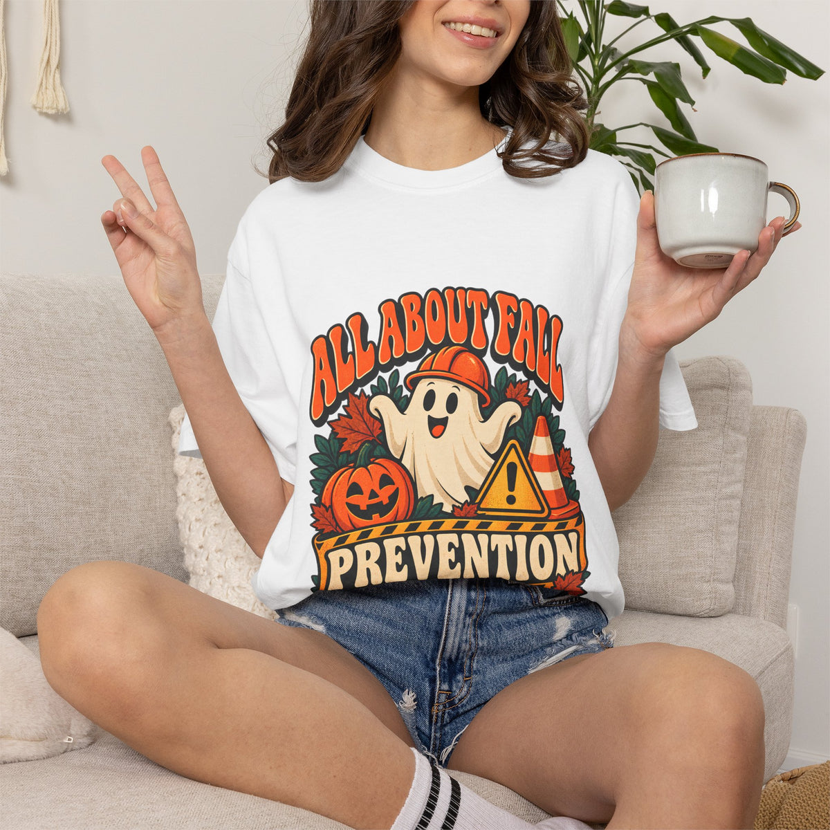 T-shirt Comfort Colors® All About Fall Prevention, cadeau amusant pour kinésithérapeute, t-shirt graphique pour ergothérapeute spécial Halloween