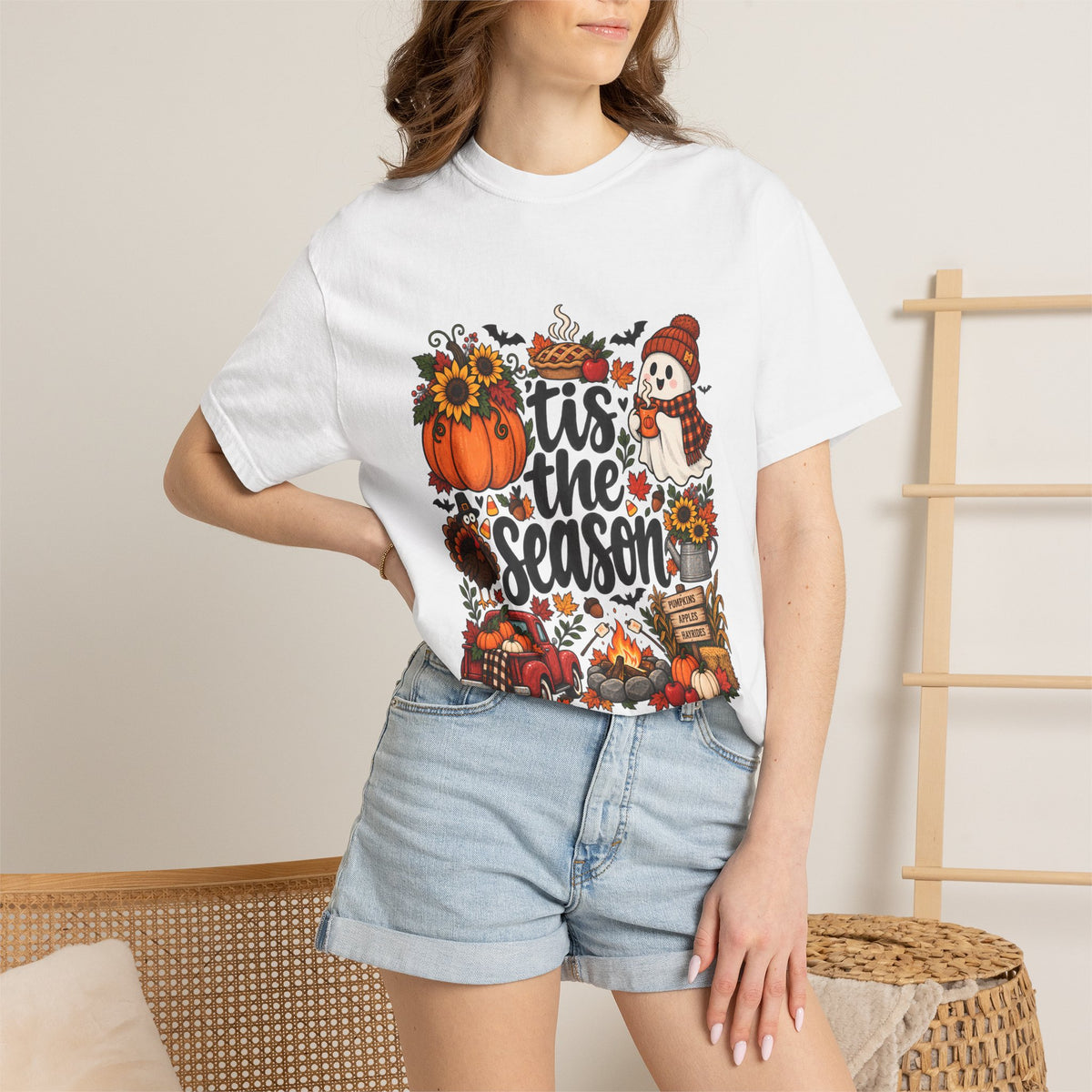 Comfort Colors® Tis the Season T-Shirt, Fall Pumpkin Lover Gift, Autumn Thanksgiving Halloween shirt, Cozy Harvest Season Shirt for Women