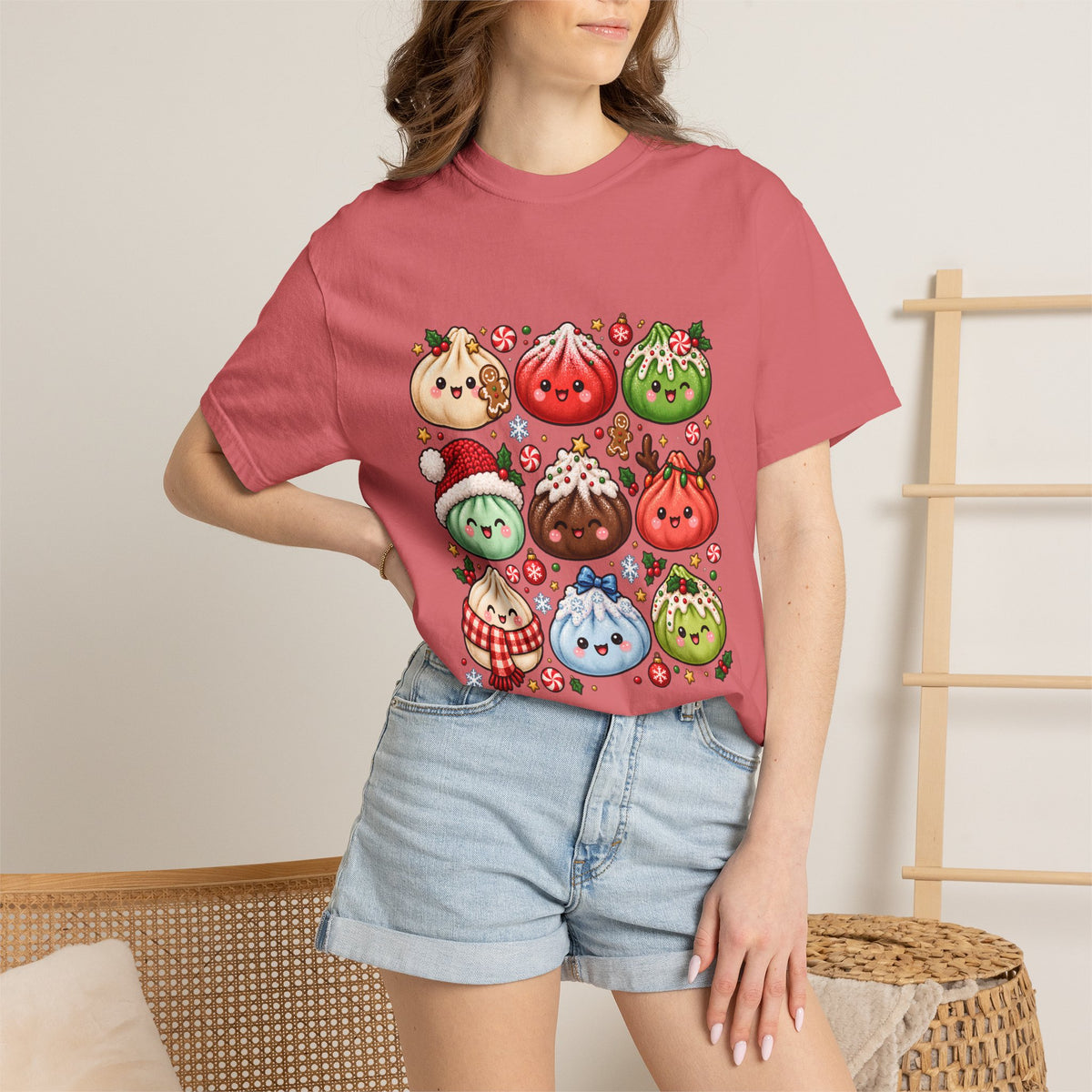 Comfort Colors® Cute Christmas Dumplings T-Shirt, Kawaii Holiday Food Lover Gift, Festive Dumpling Lover, Cute Christmas Foodie Gift