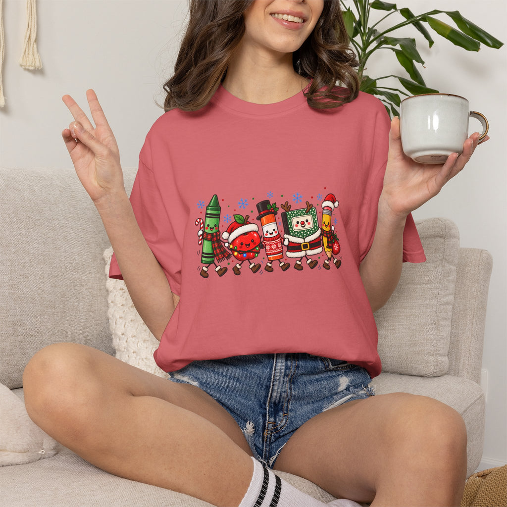 Comfort Colors® クリスマス 学用品 Tシャツ、かわいい先生ホリデーギフト、お祝い 教室 先生ギフト、先生へのギフト