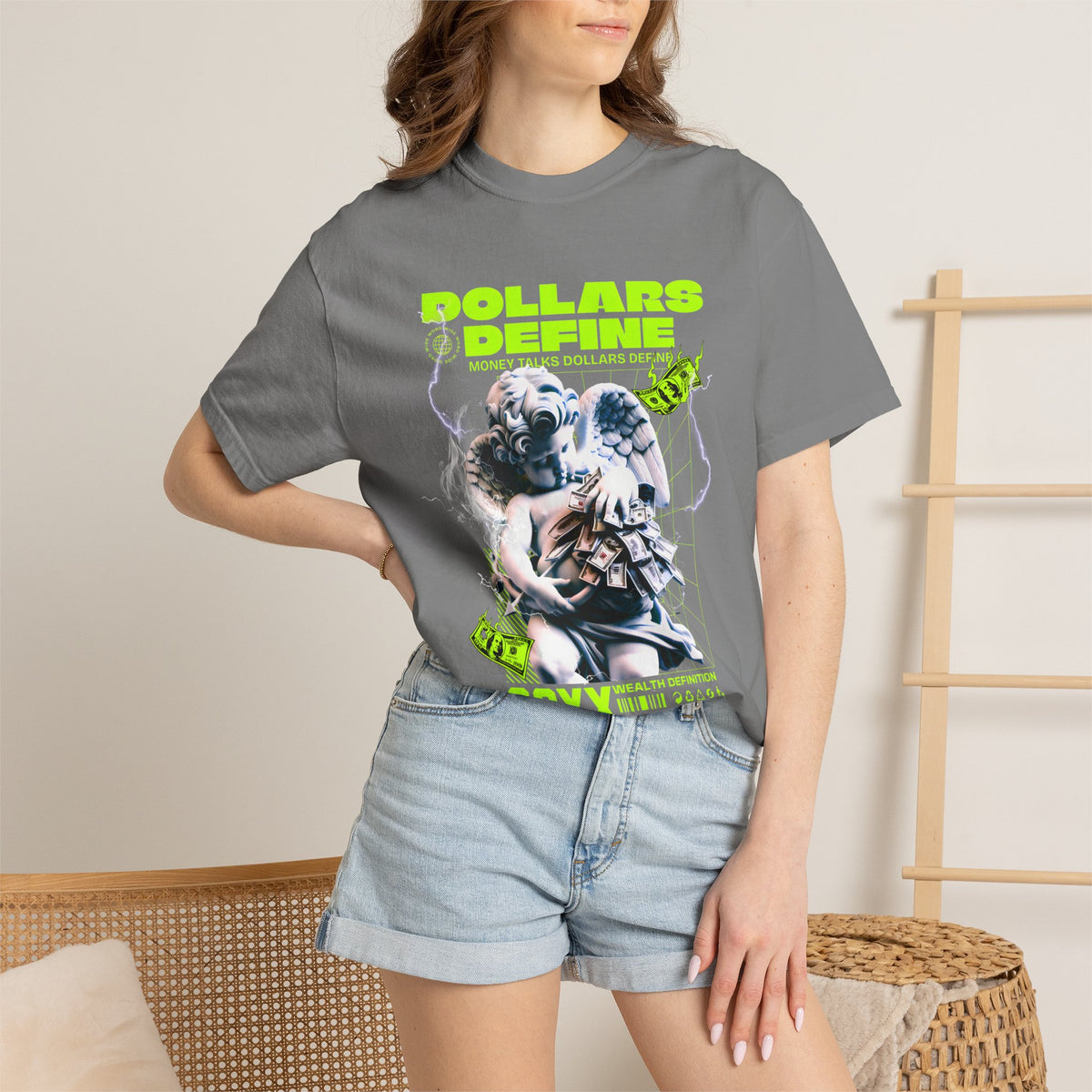 Comfort Colors® Dollars Define Money Angel Shirt, Hustle Culture Tee, Streetwear Design, Motivational Gift, Urban Fashion Art