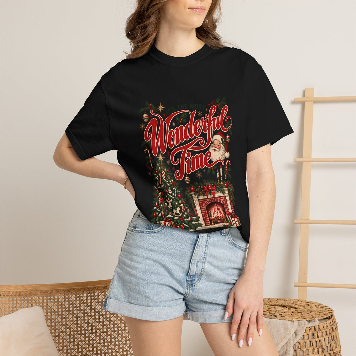 It's The Most Wonderful Time T-Shirt, Vintage Christmas Lover Gift, Santa Holiday Decor Gift, Cozy Christmas Graphic Tee