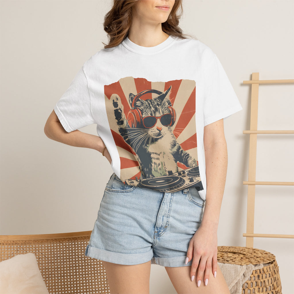 Comfort Colors® Cool DJ Cat Tshirt, Funny Cat With Headphones Shirt, Stylish Cat Lovers Gift, DJ Cat Kitty shirt, Trendy Cat Graphic Shirt
