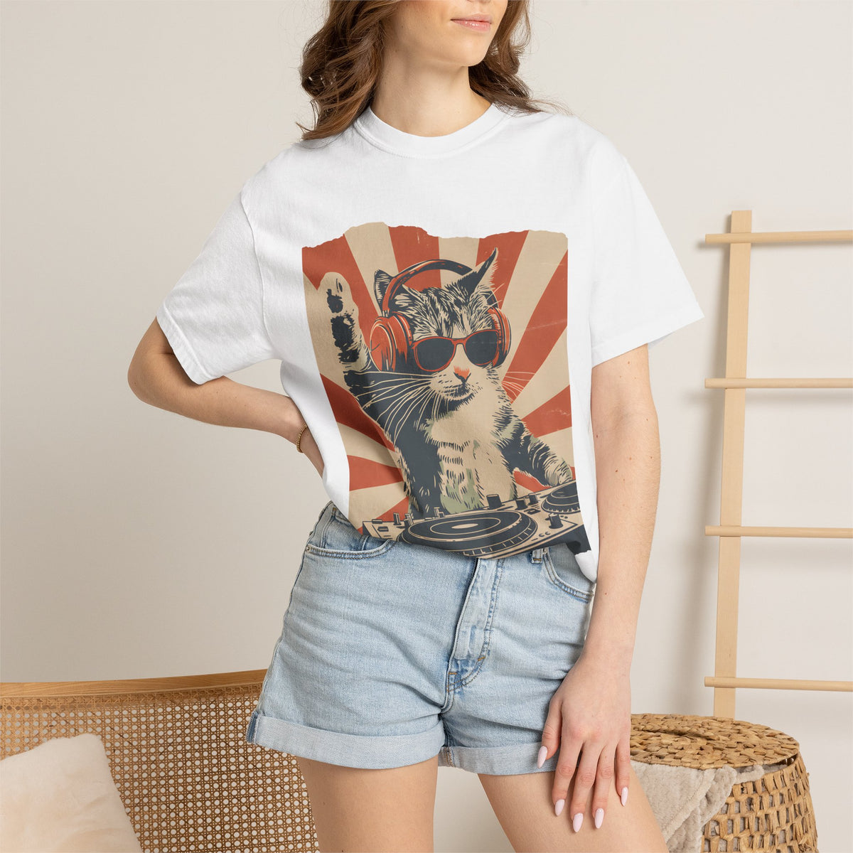 Comfort Colors® Cool DJ Cat Tshirt, Funny Cat With Headphones Shirt, Stylish Cat Lovers Gift, DJ Cat Kitty shirt, Trendy Cat Graphic Shirt