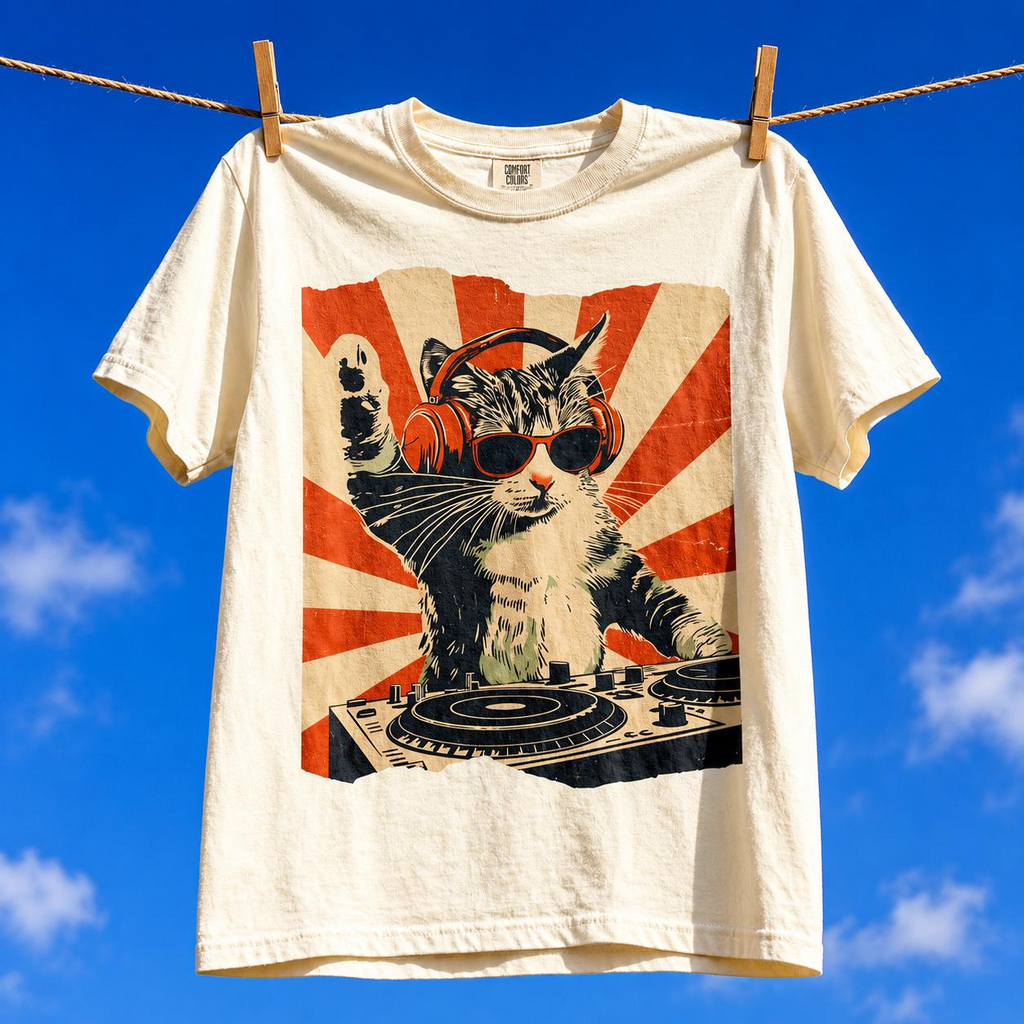 Comfort Colors® Cool DJ Cat Tshirt, Funny Cat With Headphones Shirt, Stylish Cat Lovers Gift, DJ Cat Kitty shirt, Trendy Cat Graphic Shirt