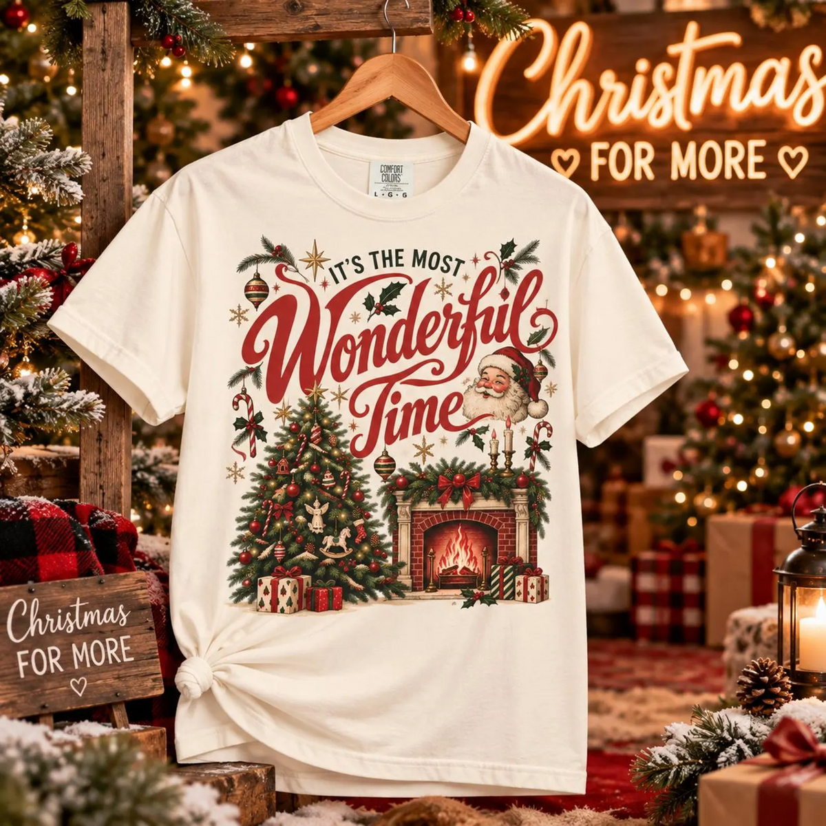 It's The Most Wonderful Time T-Shirt, Vintage Christmas Lover Gift, Santa Holiday Decor Gift, Cozy Christmas Graphic Tee