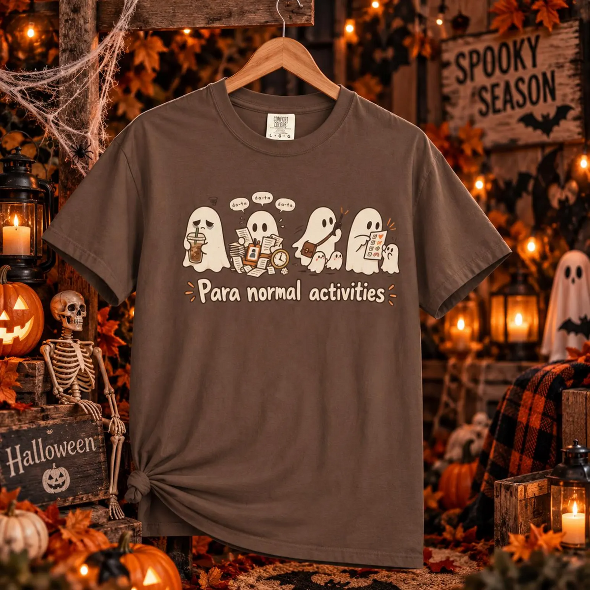 Comfort Colors® Para Normal Activities T-Shirt, Funny Ghost Office Worker Gift, Cute Paranormal Work Humor Gift, Spooky Career Graphic Tee