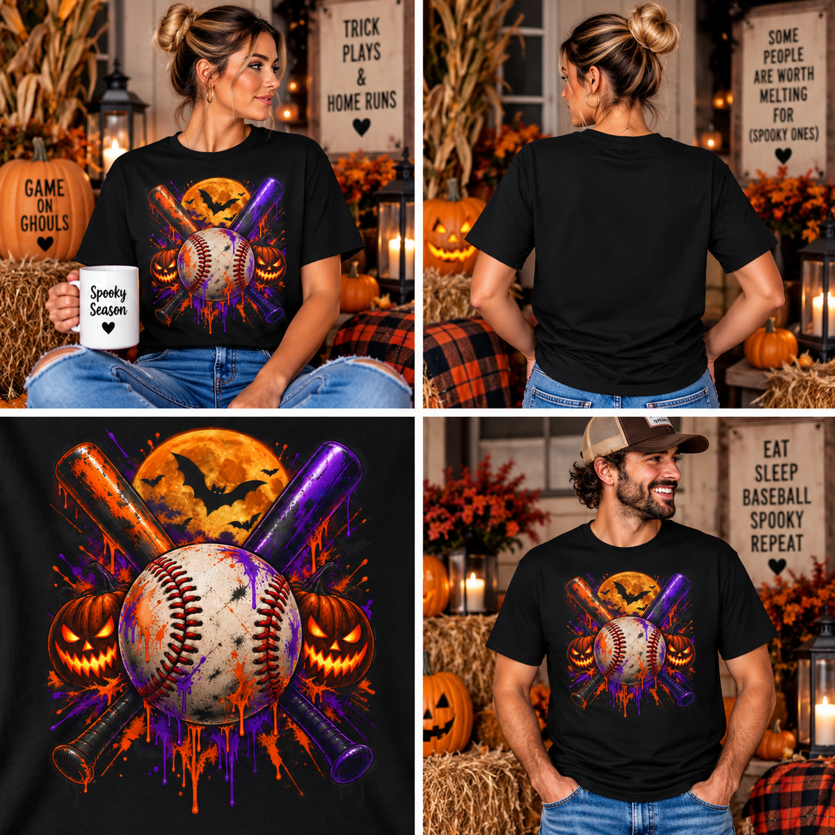 Comfort Colors® Halloween Baseball T-Shirt, Spooky Baseball Player Gift, Pumpkin Baseball Lover Graphic Tee, Halloween Sports Fan Shirt