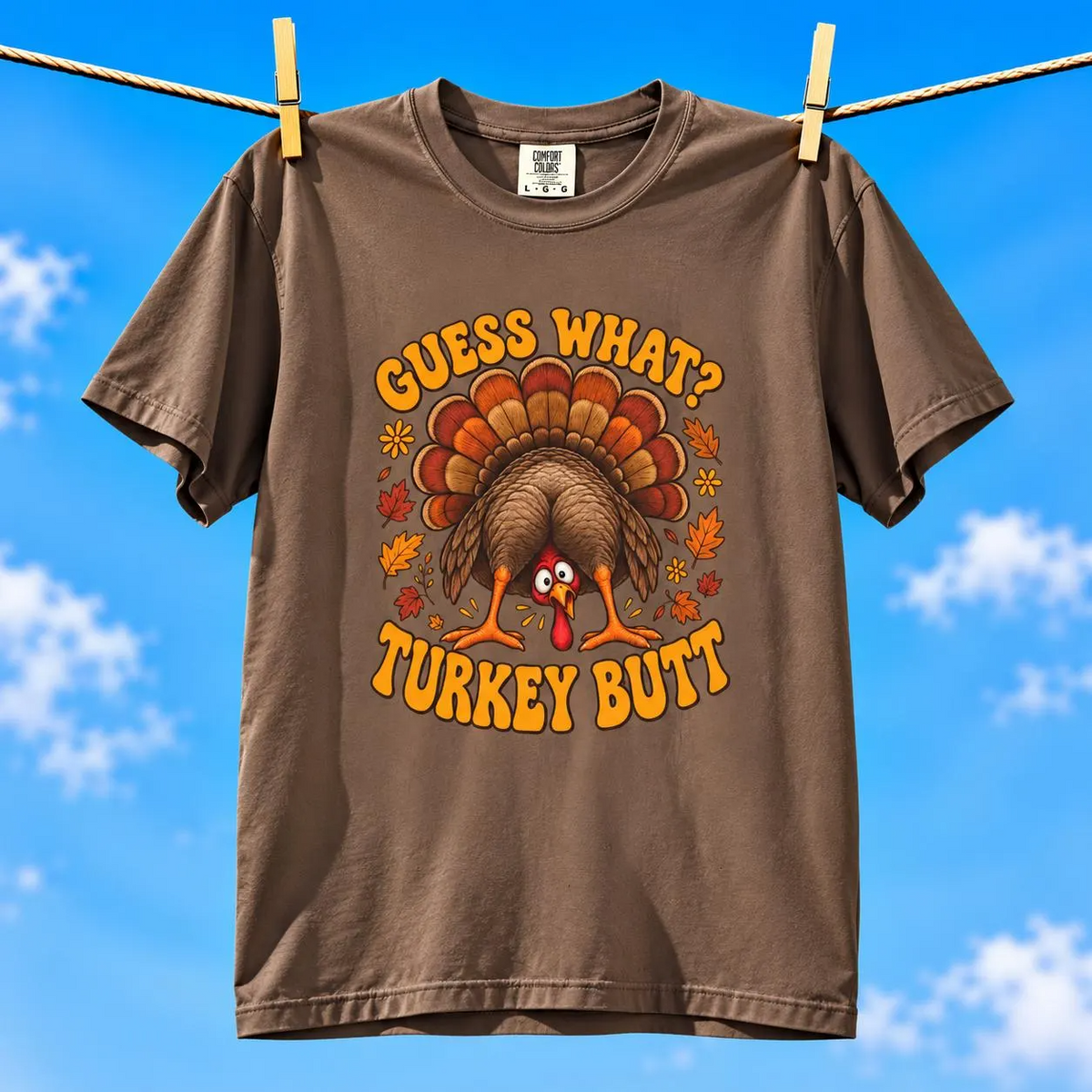 Comfort Colors® Guess What Turkey Butt Shirt, Funny Thanksgiving Turkey Gift, Retro Fall Dinner Humor Gift, Family Thanksgiving Graphic Tee