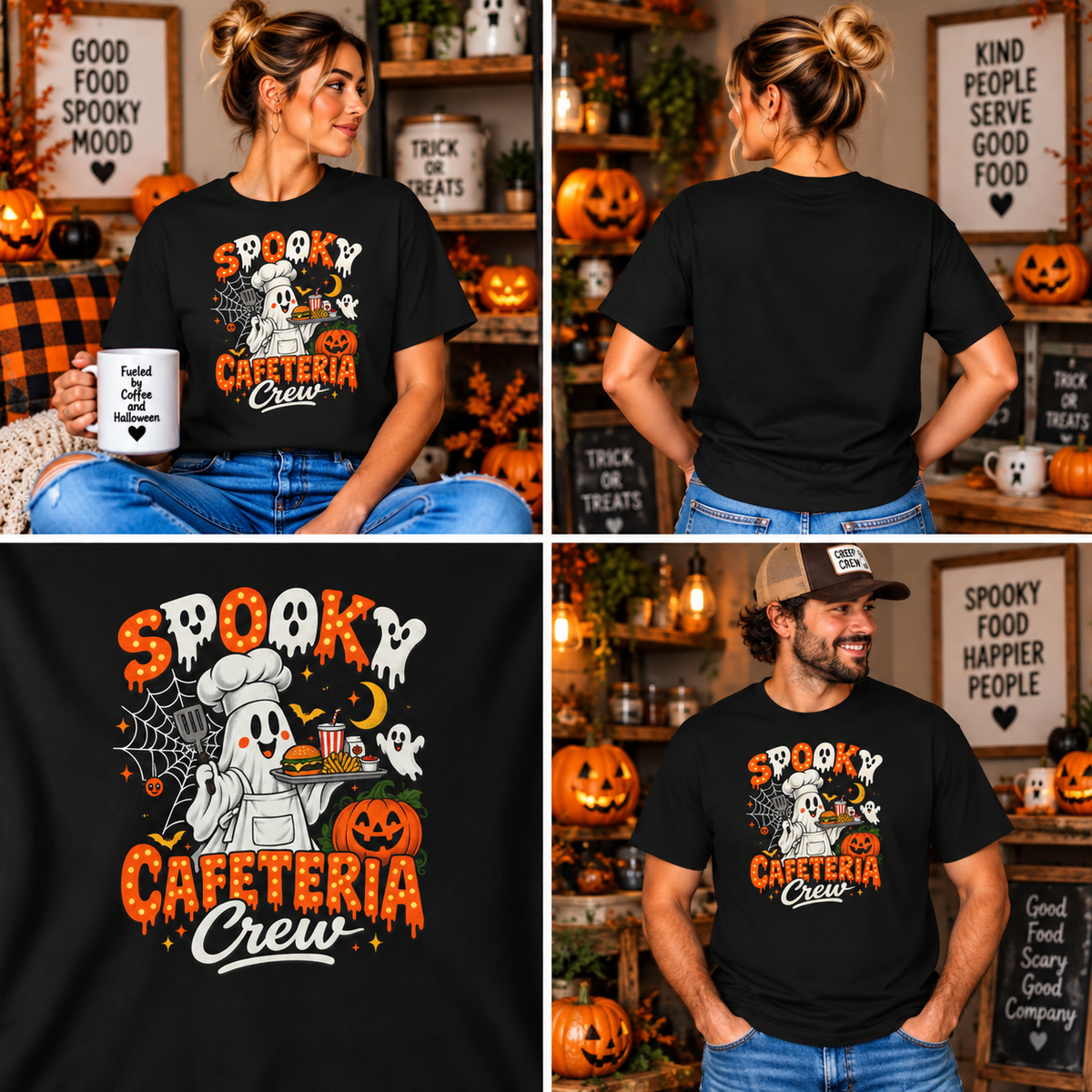 Comfort Colors® Spooky Cafeteria Crew Tshirt, Halloween Lunch Lady Gift, School Cafeteria Worker Graphic Tee, Funny Food Service Staff Shirt
