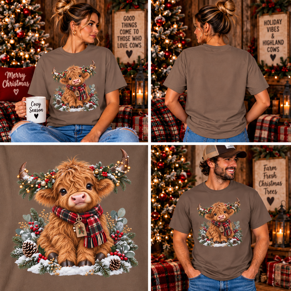 Comfort Colors® Christmas Cats T-Shirt, Cute Holiday Cat Lover Gift, Funny Santa Reindeer Snowman Cats Gift, Festive Kitty Graphic Tee