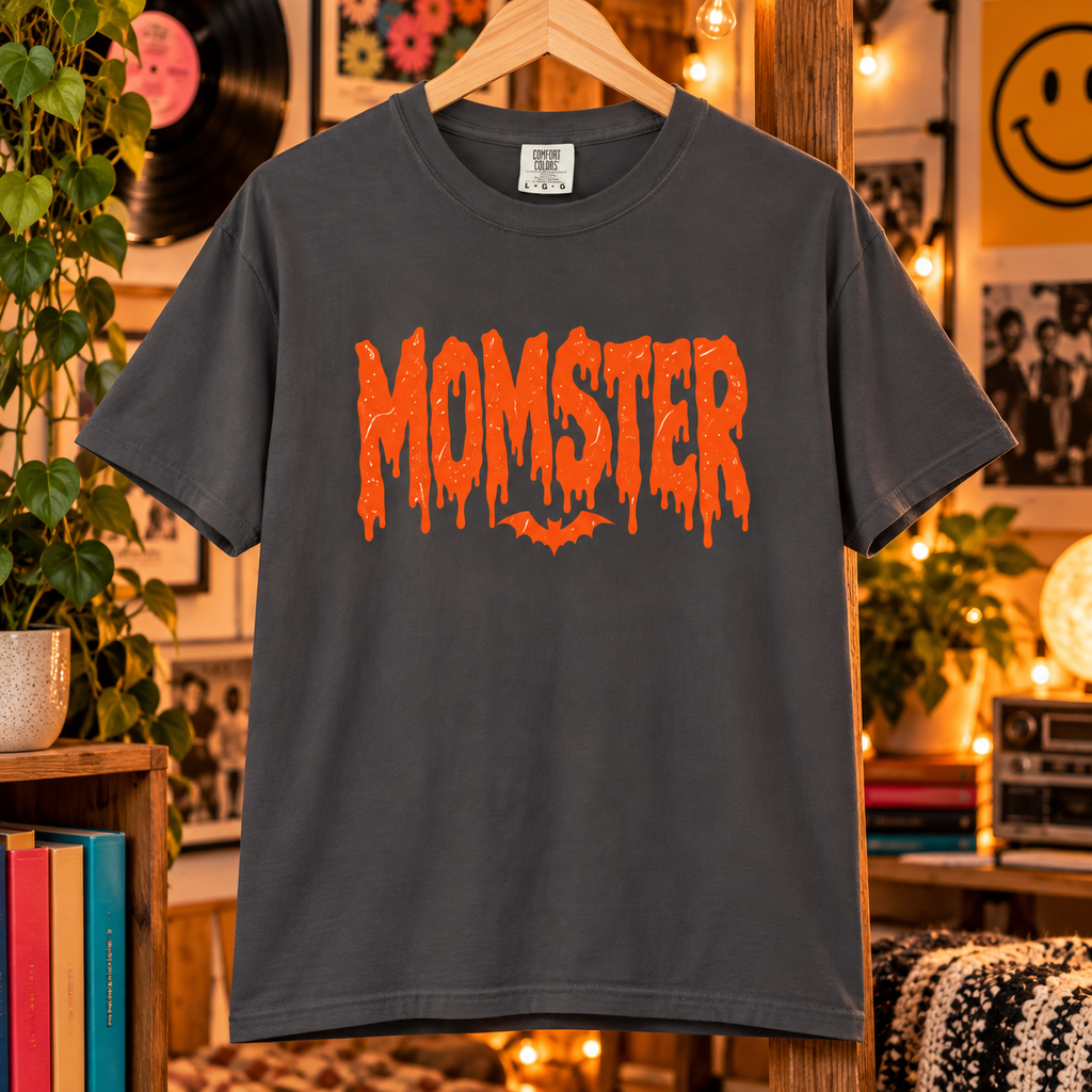 Comfort Colors® Momster Shirt, Retro Halloween Shirt, Spooky Mama Shirt, Mom Life Shirt, Funny Halloween, Tee, Spooky Season Shirt for Women