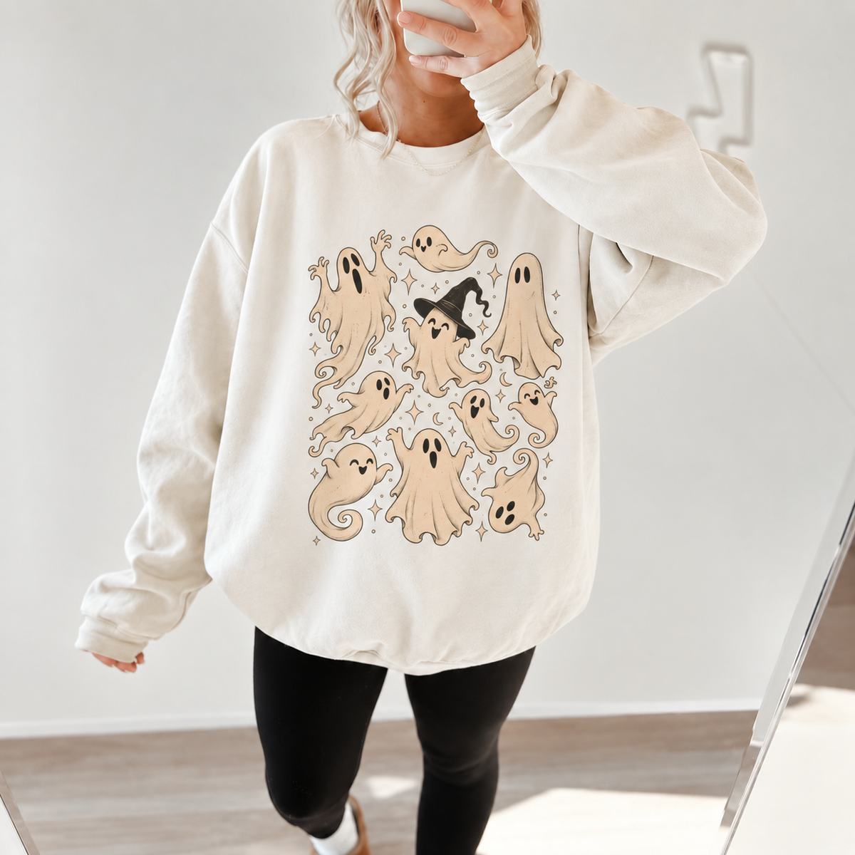 Halloween Ghost Sweatshirt, Ghost Collage Shirt, Halloween Sweatshirt, Halloween Gift for Her, Fall Sweater, Spooky Season, Spooky Vibes