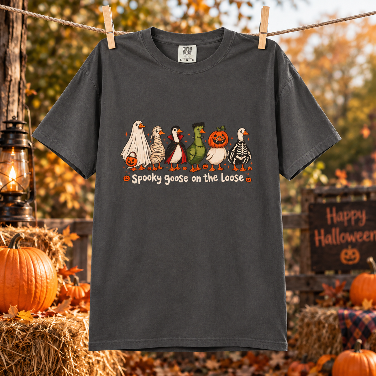 Comfort Colors® Halloween Funny Goose Shirt, Just a Spooky Goose Shirt, Halloween Shirt, Skeleton Goose Tee, Spooky Season Shirt, Spooky Tee