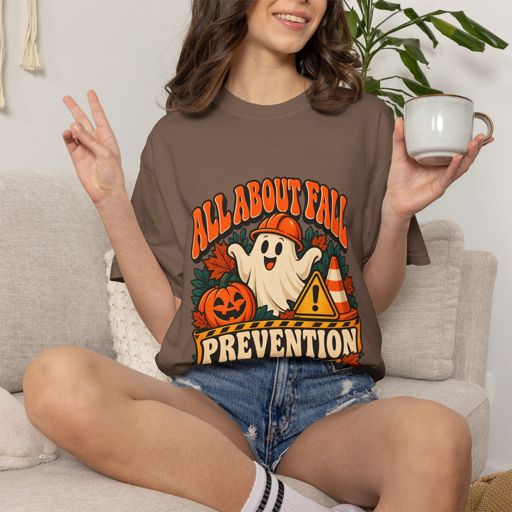 T-shirt Comfort Colors® All About Fall Prevention, cadeau amusant pour kinésithérapeute, t-shirt graphique pour ergothérapeute spécial Halloween