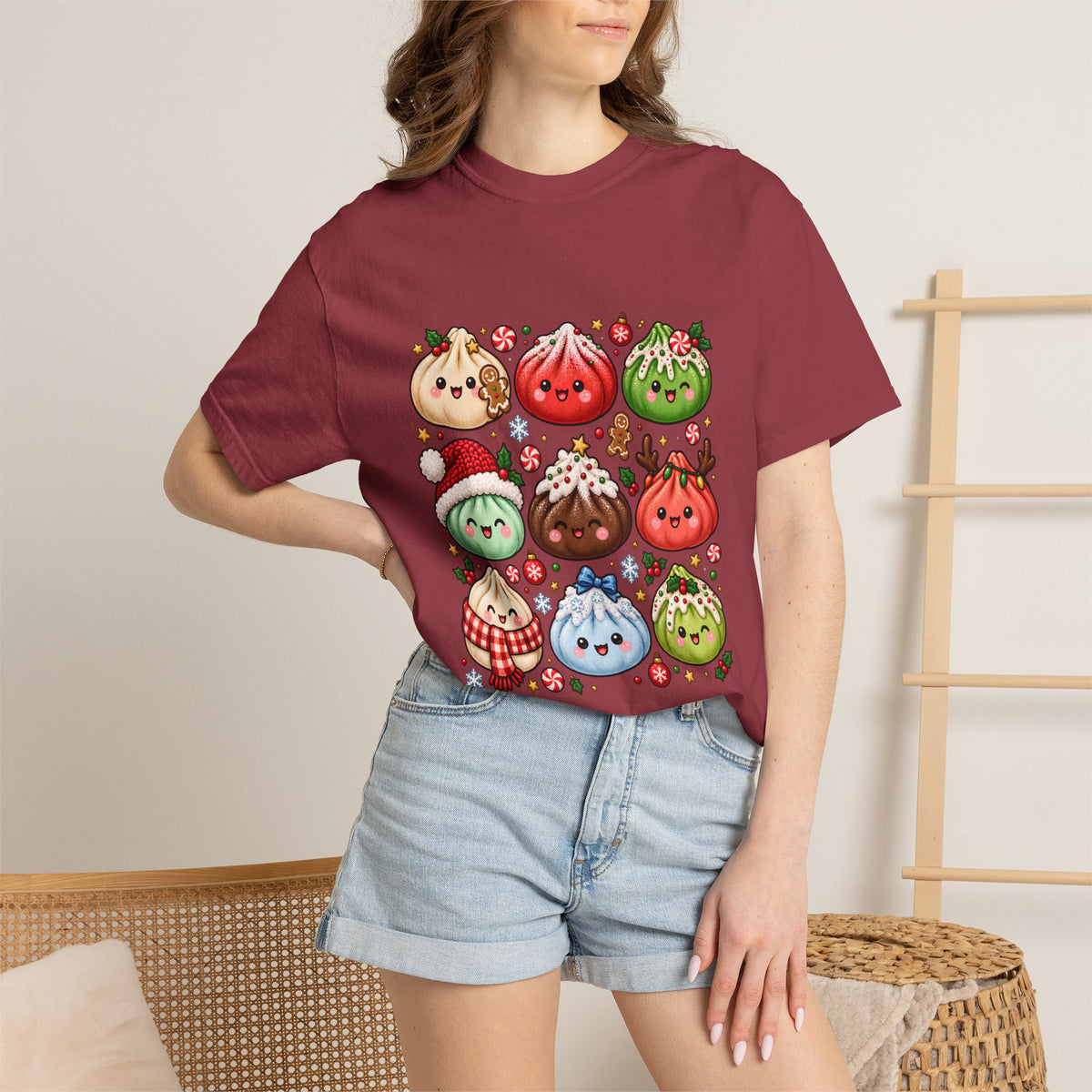 Comfort Colors® Cute Christmas Dumplings T-Shirt, Kawaii Holiday Food Lover Gift, Festive Dumpling Lover, Cute Christmas Foodie Gift