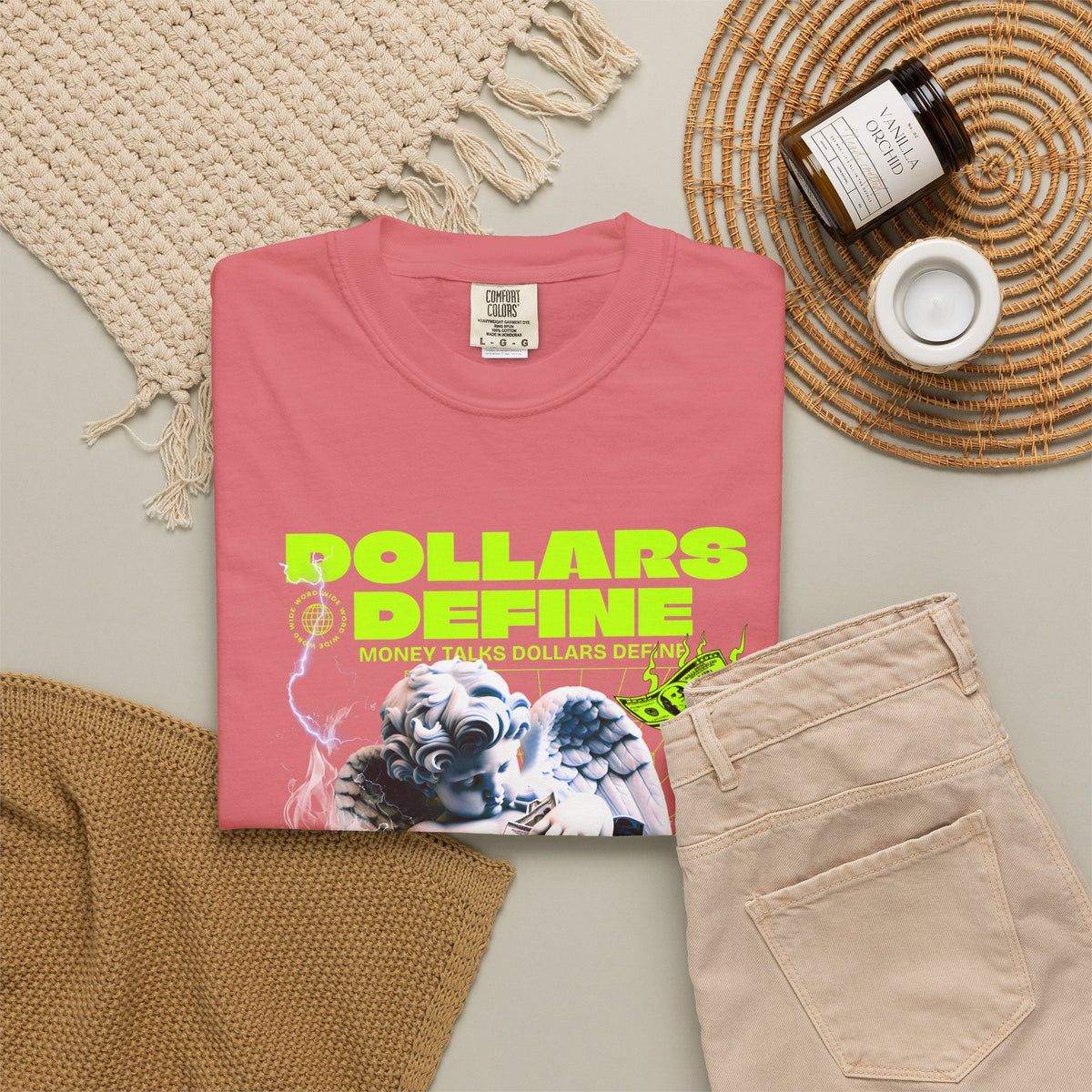 Camiseta de ángel Comfort Colors® Dollars Define Money, camiseta de cultura del esfuerzo, diseño de ropa urbana, regalo motivacional, arte de moda urbana