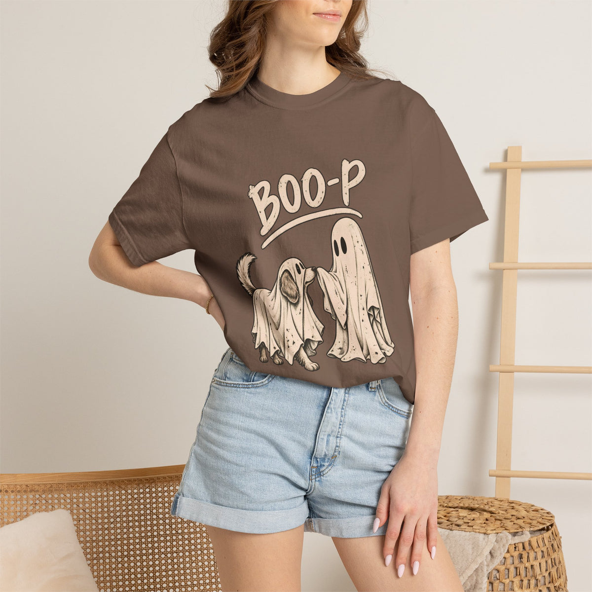 Comfort Colors® Boo-P Dog T-Shirt, Funny Ghost Dog Halloween Gift, Cute Dog Lover Spooky Season Gift, Matching Ghost Costume Graphic Tee
