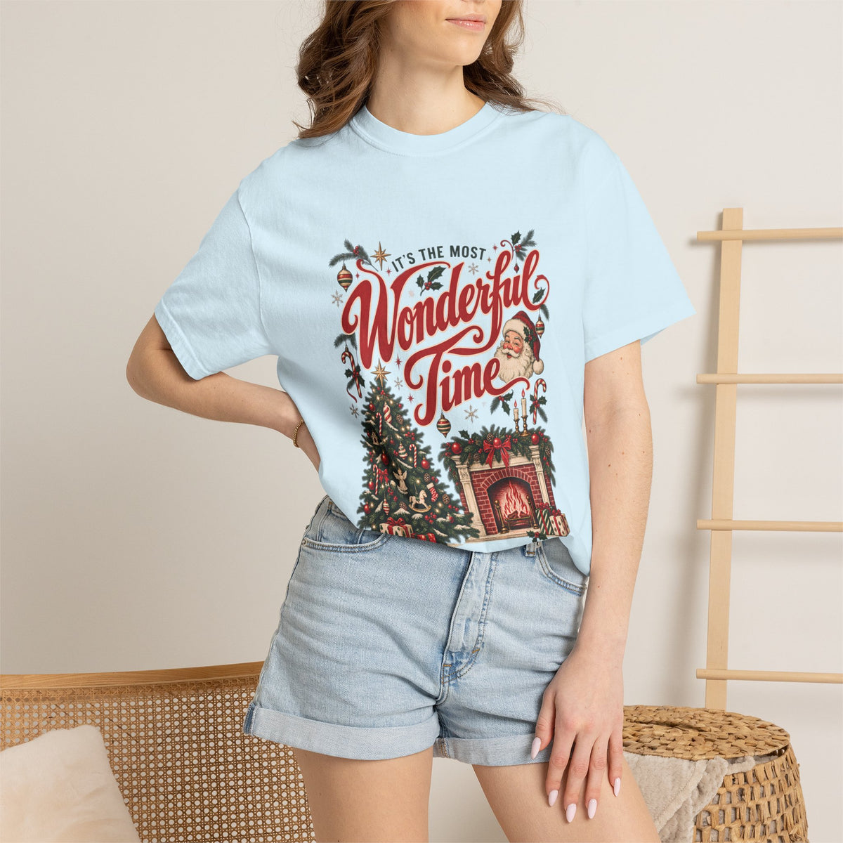 It's The Most Wonderful Time T-Shirt, Vintage Christmas Lover Gift, Santa Holiday Decor Gift, Cozy Christmas Graphic Tee