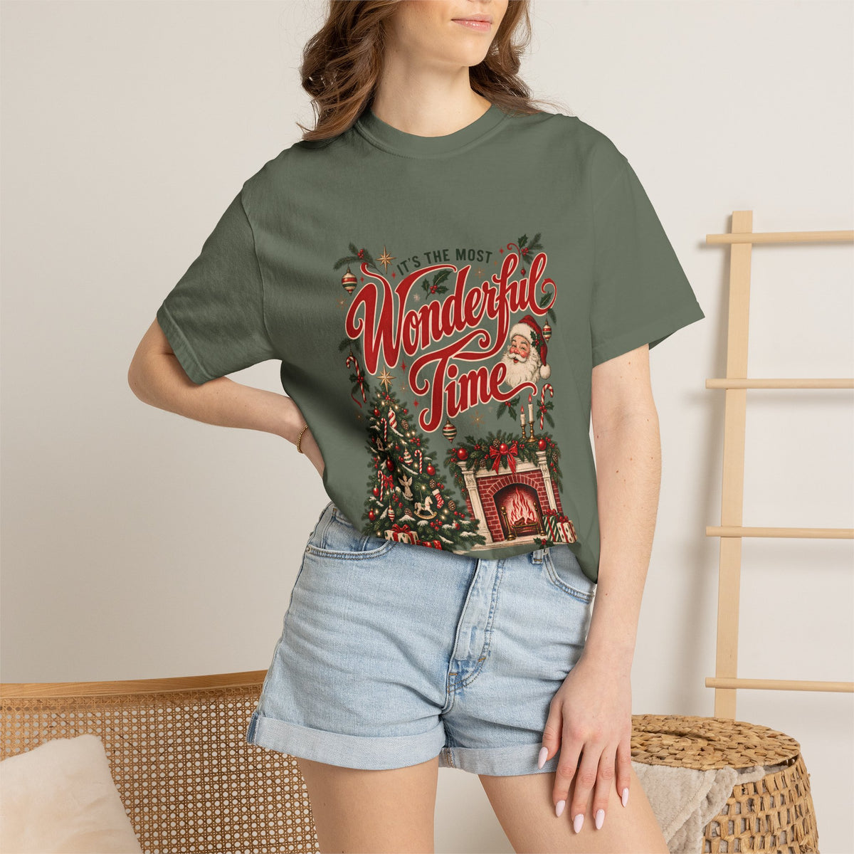 It's The Most Wonderful Time T-Shirt, Vintage Christmas Lover Gift, Santa Holiday Decor Gift, Cozy Christmas Graphic Tee