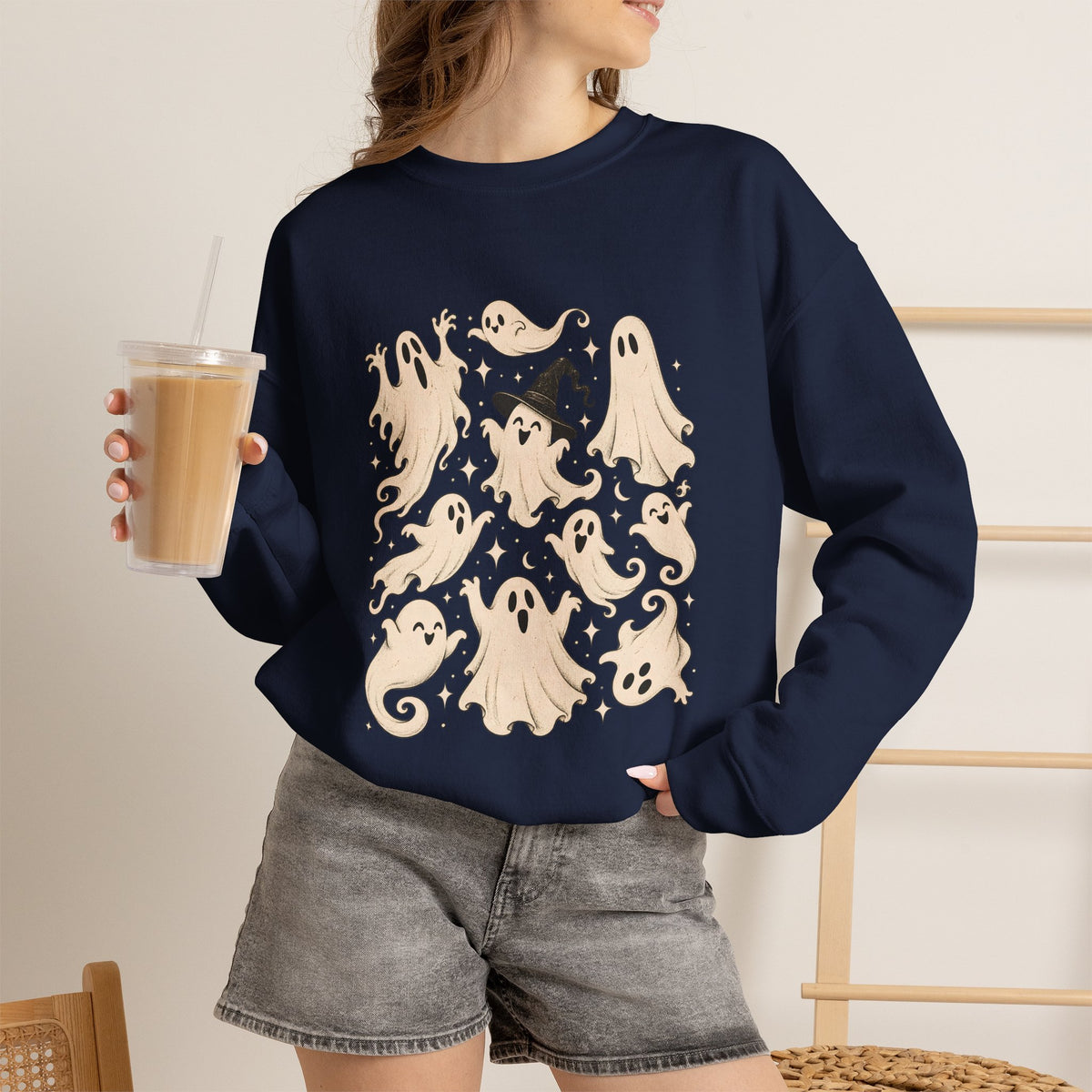 Halloween Ghost Sweatshirt, Ghost Collage Shirt, Halloween Sweatshirt, Halloween Gift for Her, Fall Sweater, Spooky Season, Spooky Vibes