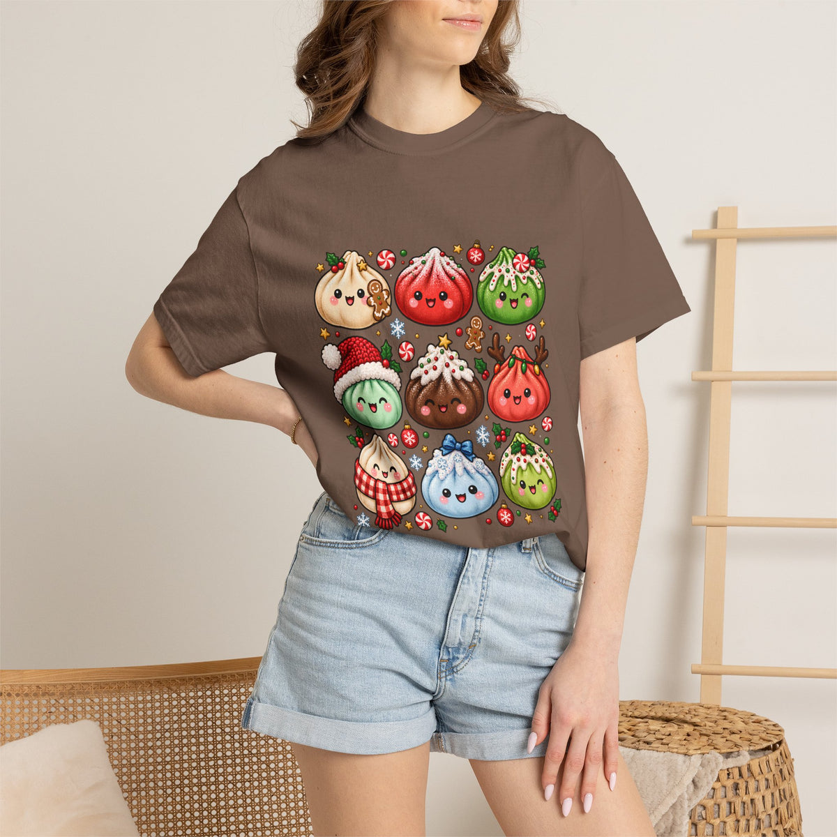 Comfort Colors® Cute Christmas Dumplings T-Shirt, Kawaii Holiday Food Lover Gift, Festive Dumpling Lover, Cute Christmas Foodie Gift