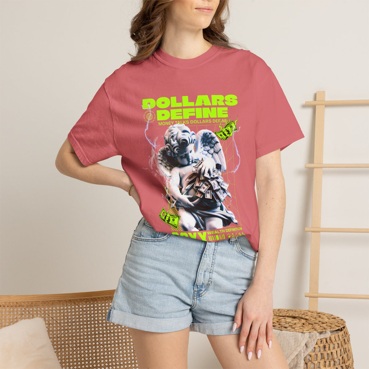 Comfort Colors® Dollars Define Money Angel Shirt, Hustle Culture Tee, Streetwear Design, Motivational Gift, Urban Fashion Art