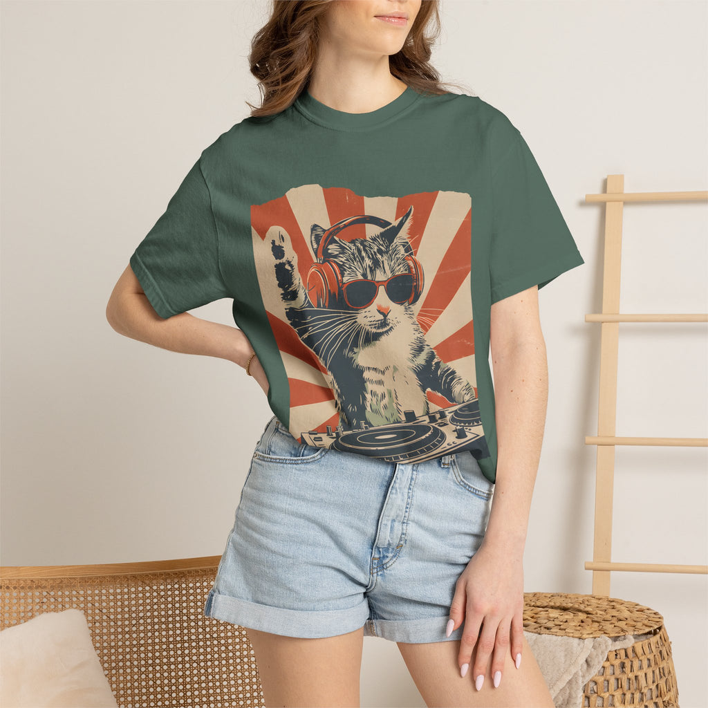 Comfort Colors® Cool DJ Cat Tshirt, Funny Cat With Headphones Shirt, Stylish Cat Lovers Gift, DJ Cat Kitty shirt, Trendy Cat Graphic Shirt