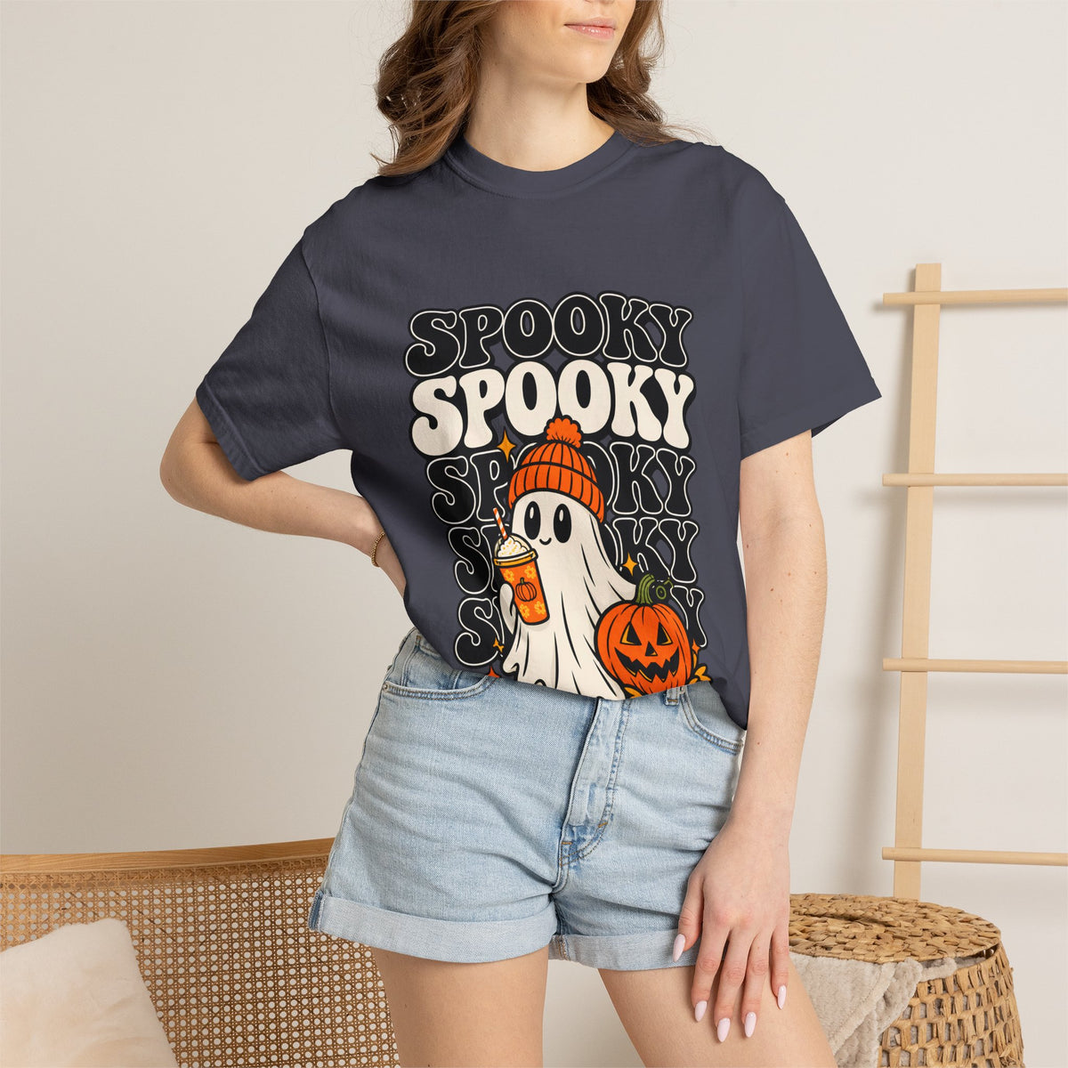 Comfort Colors® Spooky Ghost Pumpkin T-Shirt, Cute Halloween Ghost Gift, Spooky Pumpkin Lover Gift, Vintage Halloween Graphic Tee