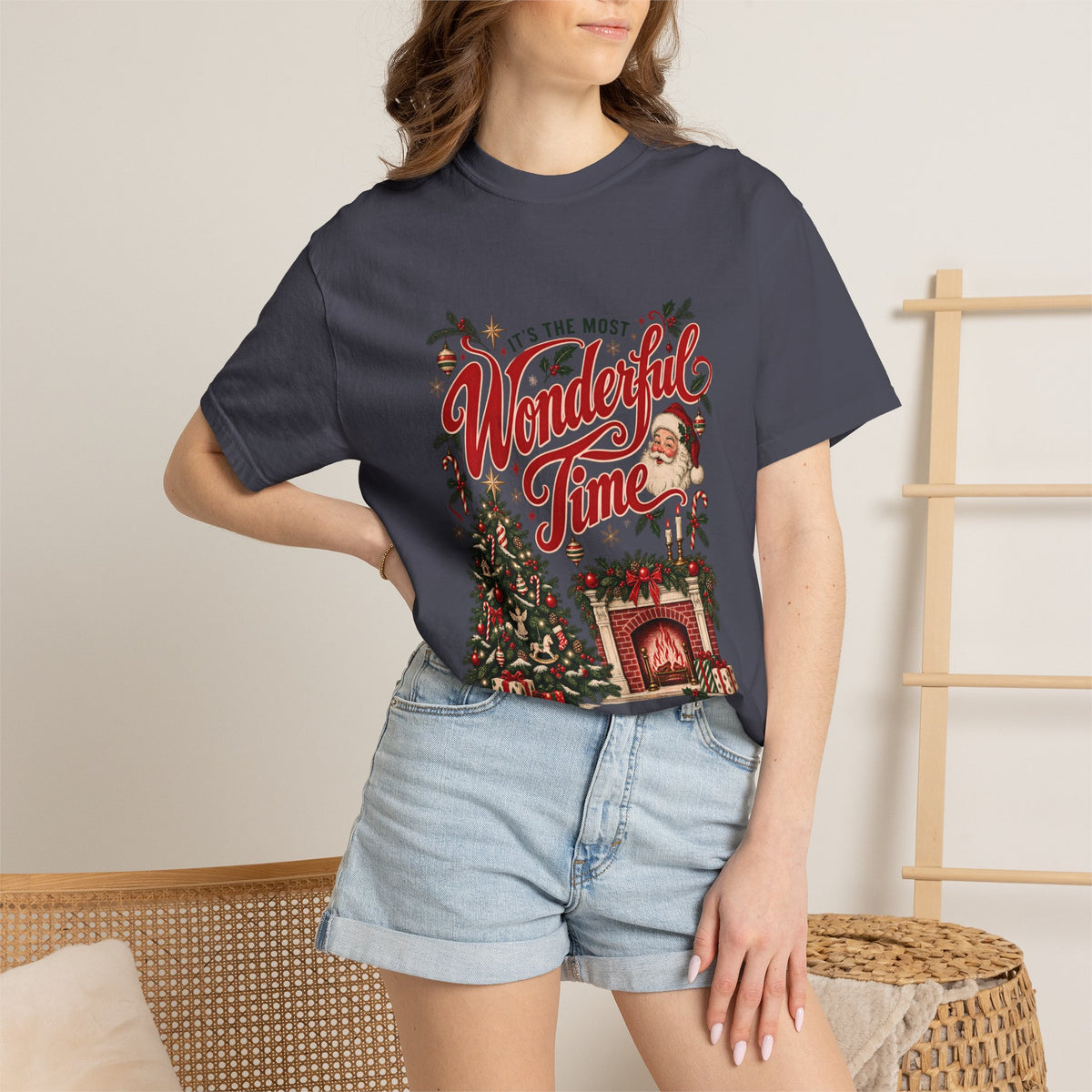 It's The Most Wonderful Time T-Shirt, Vintage Christmas Lover Gift, Santa Holiday Decor Gift, Cozy Christmas Graphic Tee