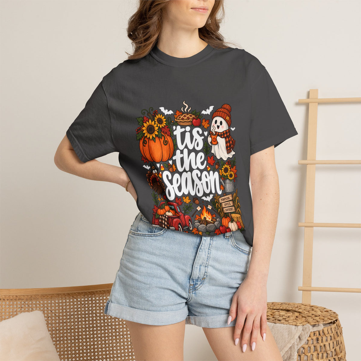 Comfort Colors® Tis the Season T-Shirt, Fall Pumpkin Lover Gift, Autumn Thanksgiving Halloween shirt, Cozy Harvest Season Shirt for Women