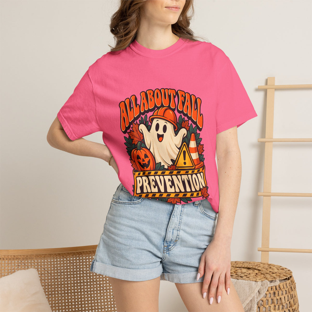 Comfort Colors® All About Fall Prevention T-Shirt, Funny Physical Therapist Gift, Halloween Occupational Therapy Graphic Tee
