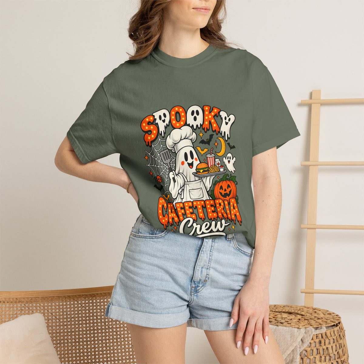 Comfort Colors® Spooky Cafeteria Crew Tshirt, Halloween Lunch Lady Gift, School Cafeteria Worker Graphic Tee, Funny Food Service Staff Shirt
