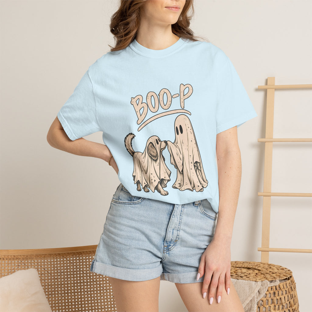 Camiseta para perro Comfort Colors® Boo-P, divertido regalo de Halloween de perro fantasma, bonito regalo de temporada espeluznante para amantes de los perros, camiseta gráfica de disfraz de fantasma a juego