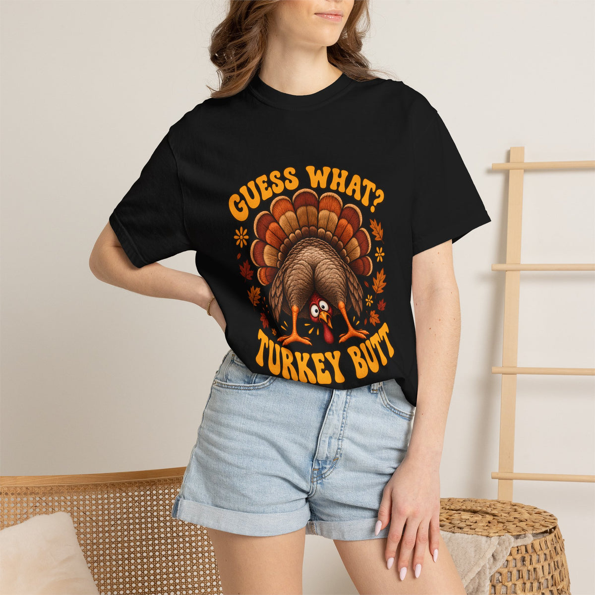 Comfort Colors® Guess What Turkey Butt Shirt, Funny Thanksgiving Turkey Gift, Retro Fall Dinner Humor Gift, Family Thanksgiving Graphic Tee