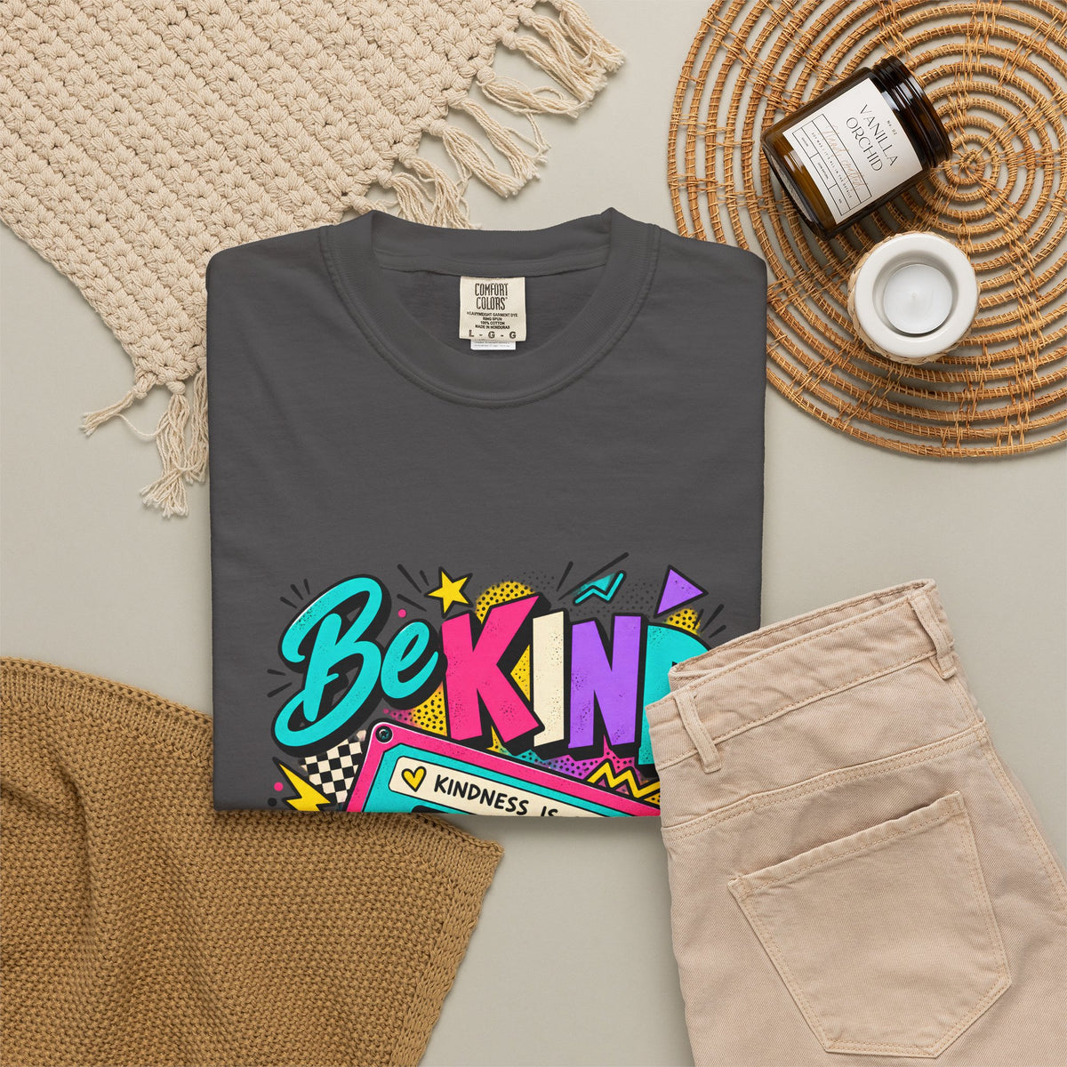 Comfort Colors® Be Kind Kindness Is Cool You Can't Rewind T-Shirt, Retro Kindness Teacher Gift, 80s Cassette Positive Message Graphic Tee