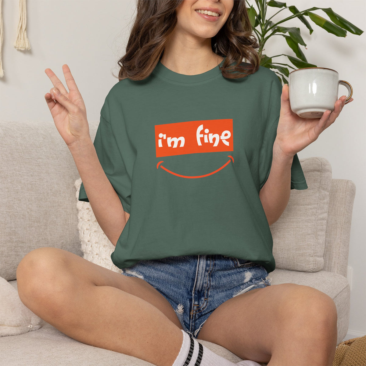 Comfort Colors® I'm Fine Shirt, Sarcastic Humor Shirt, Mental Health Shirt, Funny Therapy Gift, Therapy Shirt, Drowning Shirt, Gift for Her