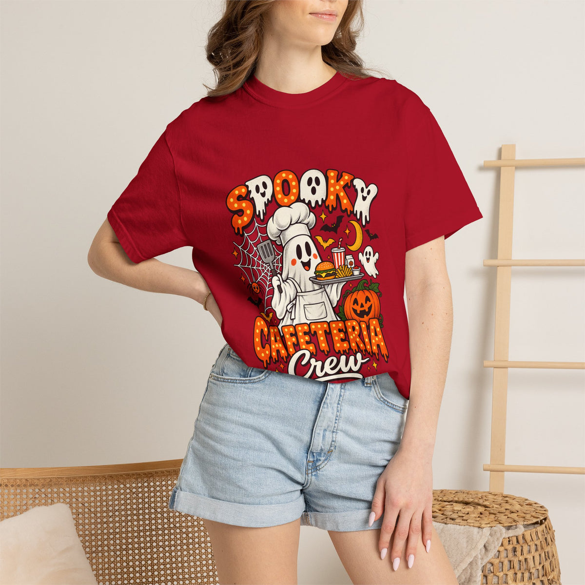 Comfort Colors® Spooky Cafeteria Crew Tshirt, Halloween Lunch Lady Gift, School Cafeteria Worker Graphic Tee, Funny Food Service Staff Shirt