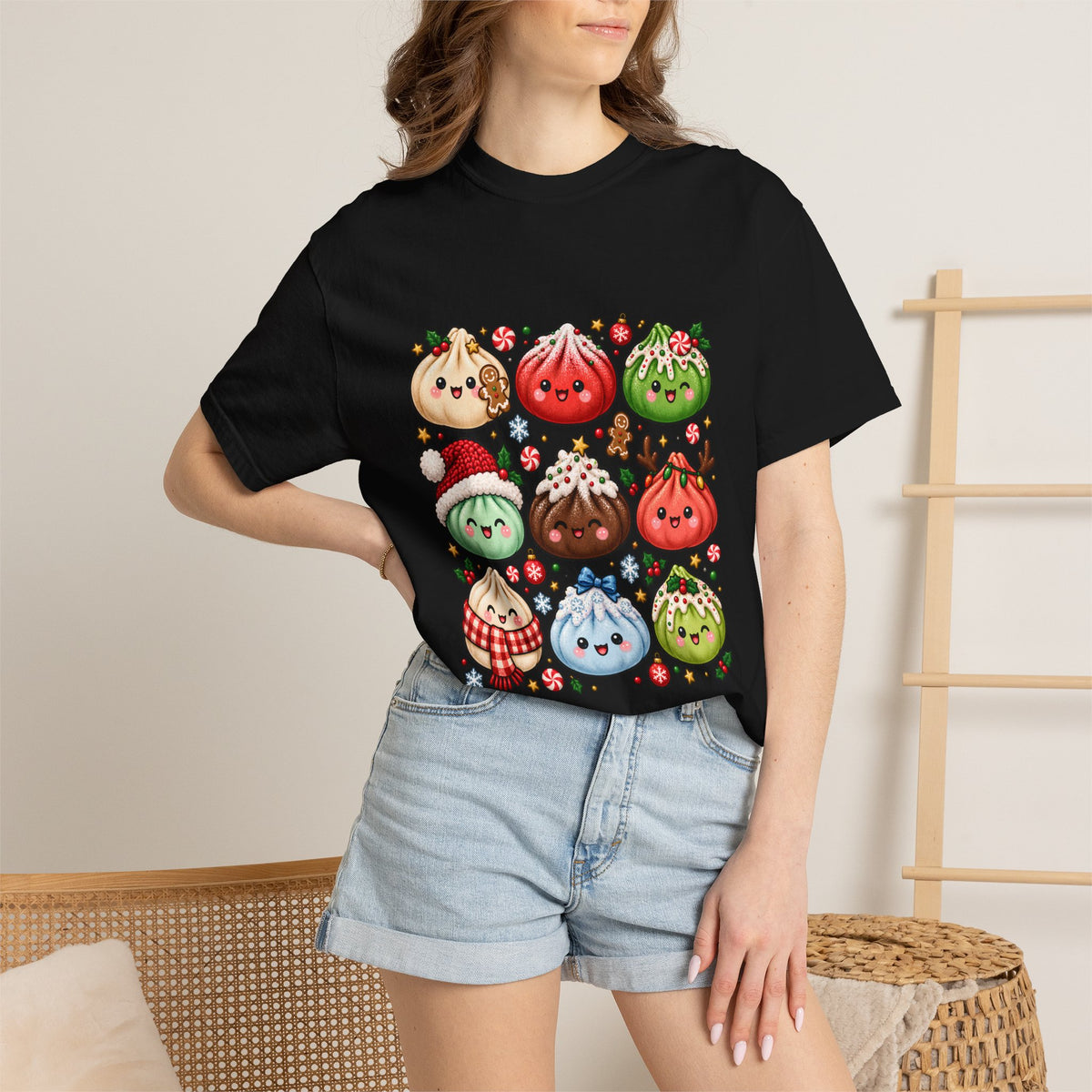 Comfort Colors® Cute Christmas Dumplings T-Shirt, Kawaii Holiday Food Lover Gift, Festive Dumpling Lover, Cute Christmas Foodie Gift