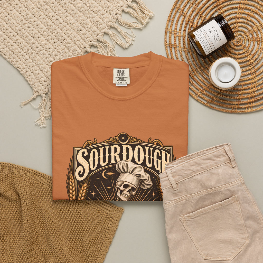 Camiseta Comfort Colors® Sourdough Because Regular Bread Is Stupid, regalo divertido para panadero de masa madre, amante del pan con esqueleto, camisa con humor sobre hornear