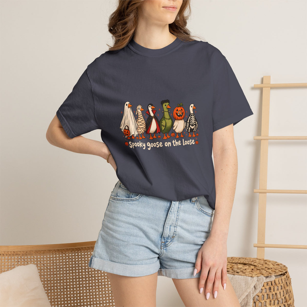 Comfort Colors® Halloween Funny Goose Shirt, Just a Spooky Goose Shirt, Halloween Shirt, Skeleton Goose Tee, Spooky Season Shirt, Spooky Tee