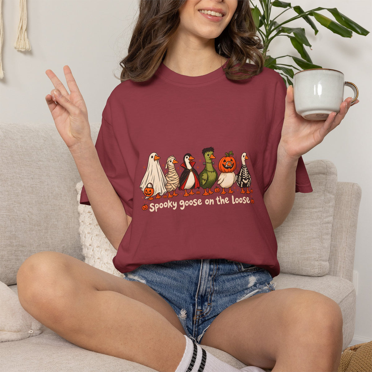 Camiseta divertida de ganso de Halloween Comfort Colors®, camisa de ganso espeluznante, camisa de Halloween, camiseta de ganso esqueleto, camisa de temporada espeluznante, camiseta espeluznante